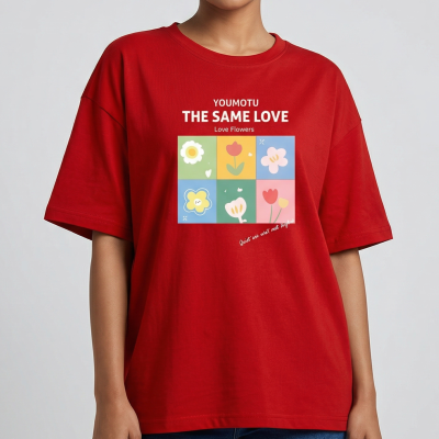 Drop shoulder T-shirt for Women (Red)